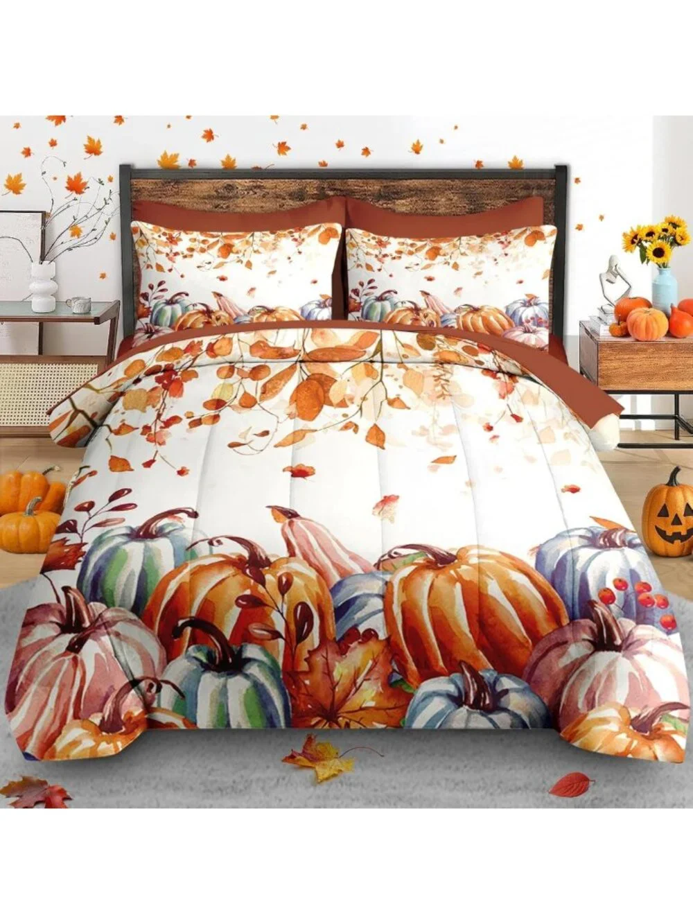 Cozy 7-Piece Full Fall Comforter Set with Sheets | Farmhouse Bedding Essentials